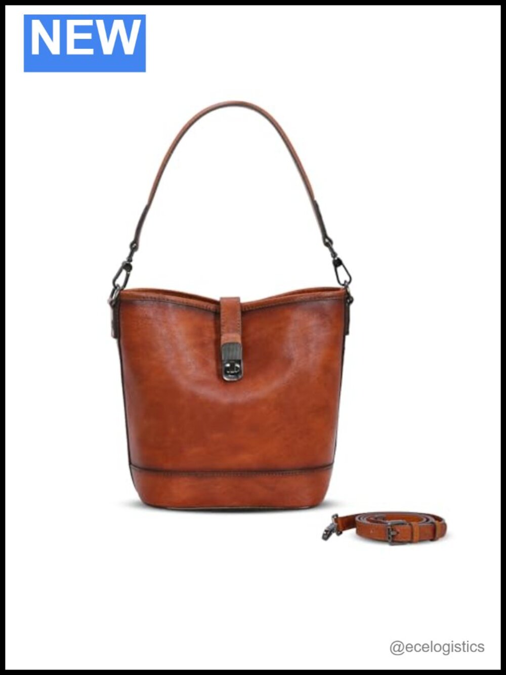 Genuine Leather Bucket Bag Women's Satchel Crossbody Shoulder Purse Adjustable